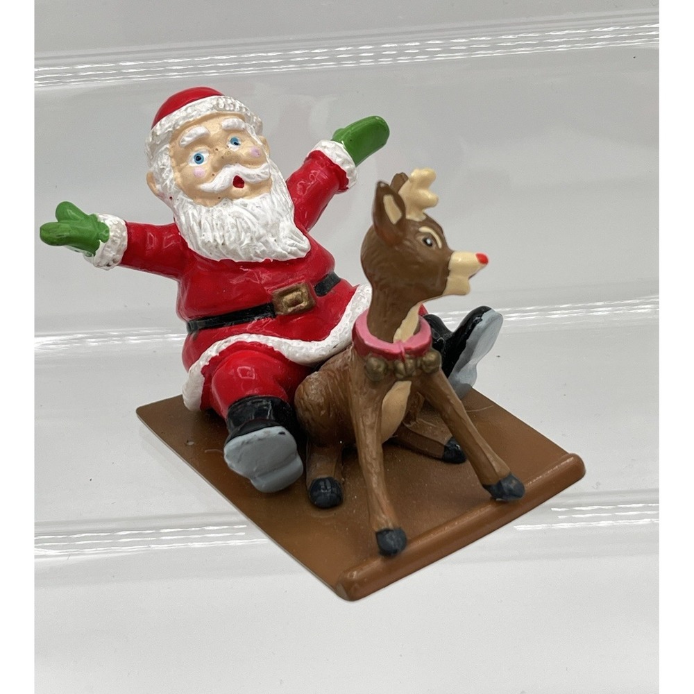 Vintage 1988 Applause Rudolph Red-Nosed Reindeer Santa Sleigh Christmas Figurine